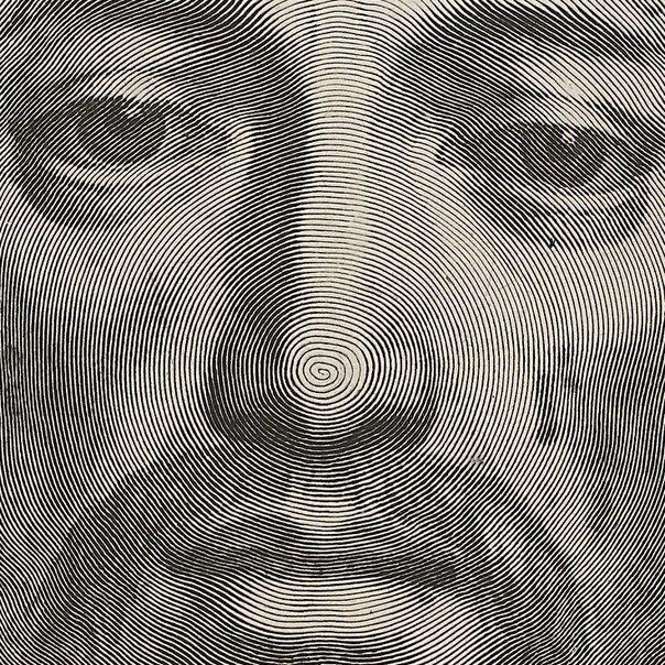 Уникальная гравюра La Sainte Face (Holy Face), 1649 год. Автор: Клод Меллан.Изображение на этой гравюре 17 века состоит из одной единственной спиралевидной линии. Все детали лица, а так же