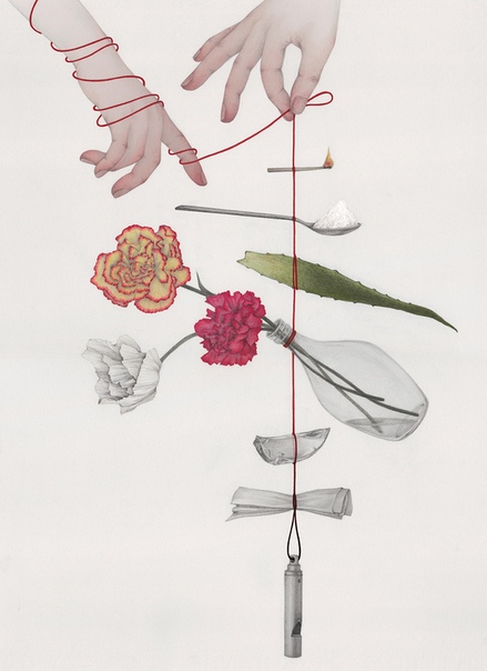 Хрупкие композиции скоропортящихся продуктов висят на веревочке в иллюстрациях Вики Линг В своей серии, Висящие на веревочке, иллюстратор Вики Линг исследует хрупкость и неустойчивость