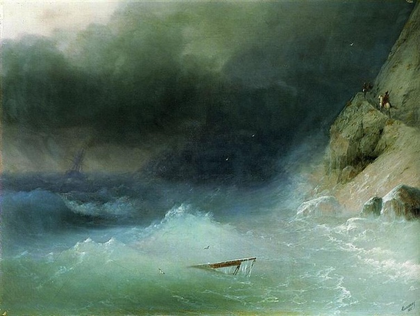 Картина «Буря у скaлистых берегов»,1875 год. Автор: И. Айвазовский