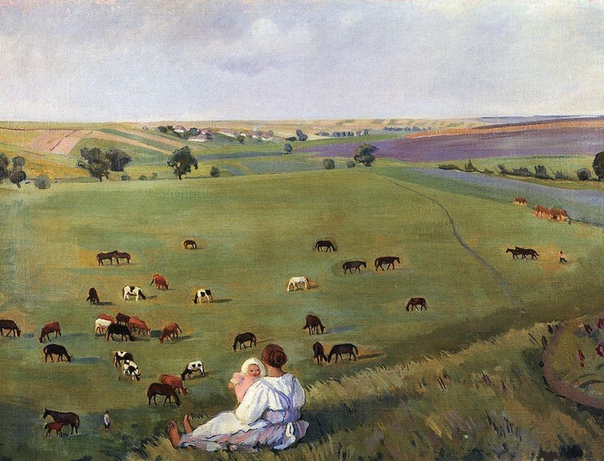 Художник: Зинаида Серебрякова «На лугу. Нескучное», 1910гг.