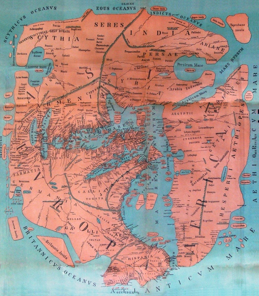 Карта мира, которую составил римский историк и географ Помпоний Мела. Датирована около 43 года н.э.
