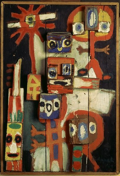 «Вопрошающие дети» (1949) Карел Аппель(нидерл. arel Appel, 1921-2006) произведение из мусора и выброшенных предметов одна из самых известных работ Аппеля: деревянный рельеф «Вопрошающие дети»