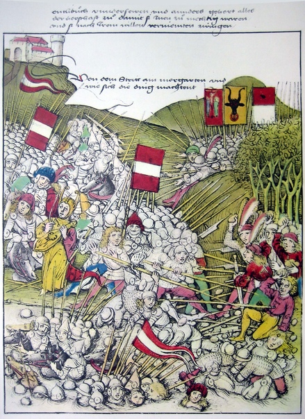 Битва при Моргартене Сражение 15 ноября 1315 года между ополчением недавно образованного Швейцарского союза трёх кантонов и австрийскими войсками Габсбургов. Битва при Моргартене показала