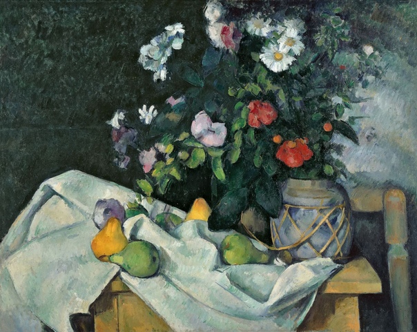Натюрморт с цветами и фруктами Поль Сезанн 1890, 62×65 см